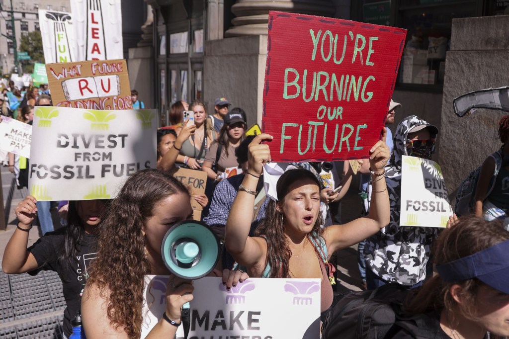 Global and youth climate activists march to protest fossil fuels 