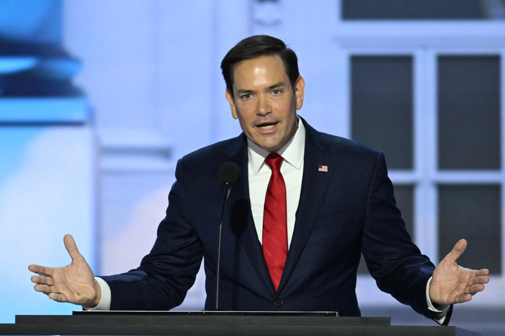 US Senator Marco Rubio, Republican of Florida, speaks during the second day of the 2024 Republican National Convention at the Fiserv Forum in Milwaukee, Wisconsin, July 16, 2024.