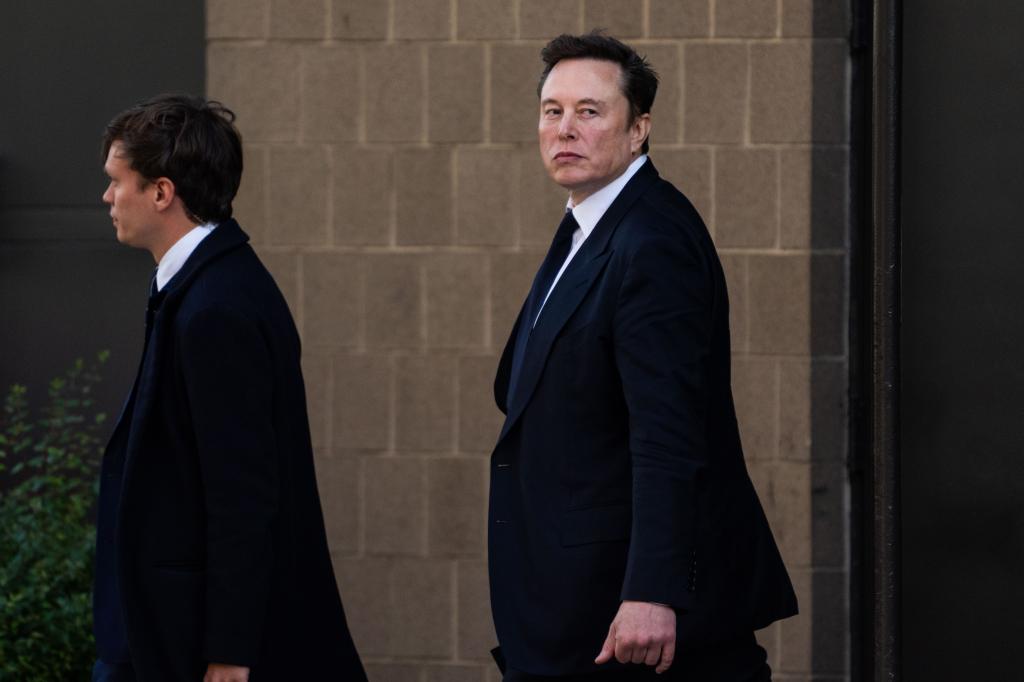 Elon Musk leaving Hyatt Regency Capitol Hill where President-elect Donald Trump spoke to House Republicans on Nov. 13, 2024.