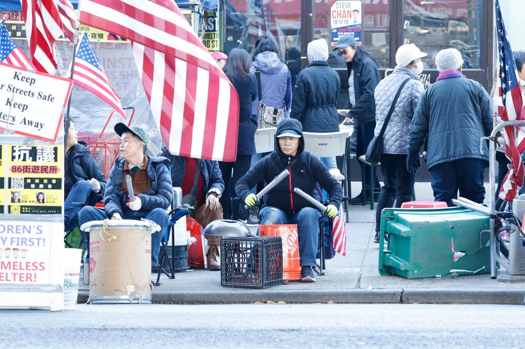 Protestors have gathered along 86th Street near 25th Avenue in Bensonhurst daily for over 120 straight days to protest the city's plan to open a homeless shelter nearby. 