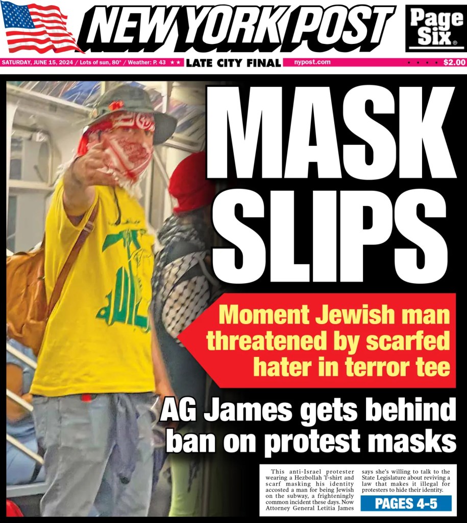 The hate-fueled subway confrontation made The Post's front page in June.