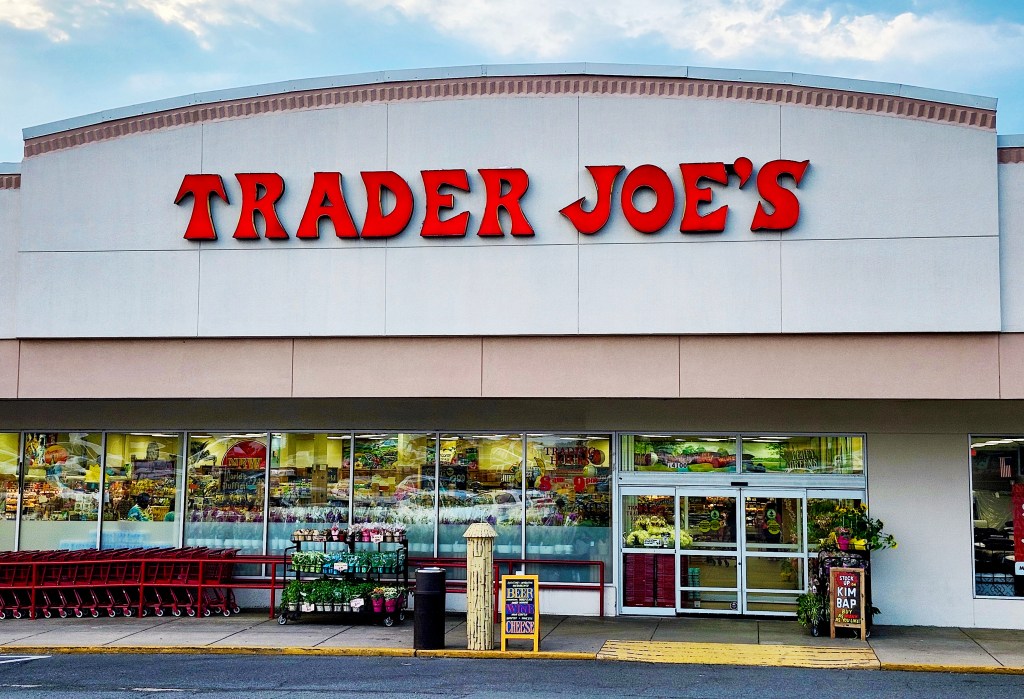 Trader Joe's grocery store front in Centreville, VA, USA with red letters