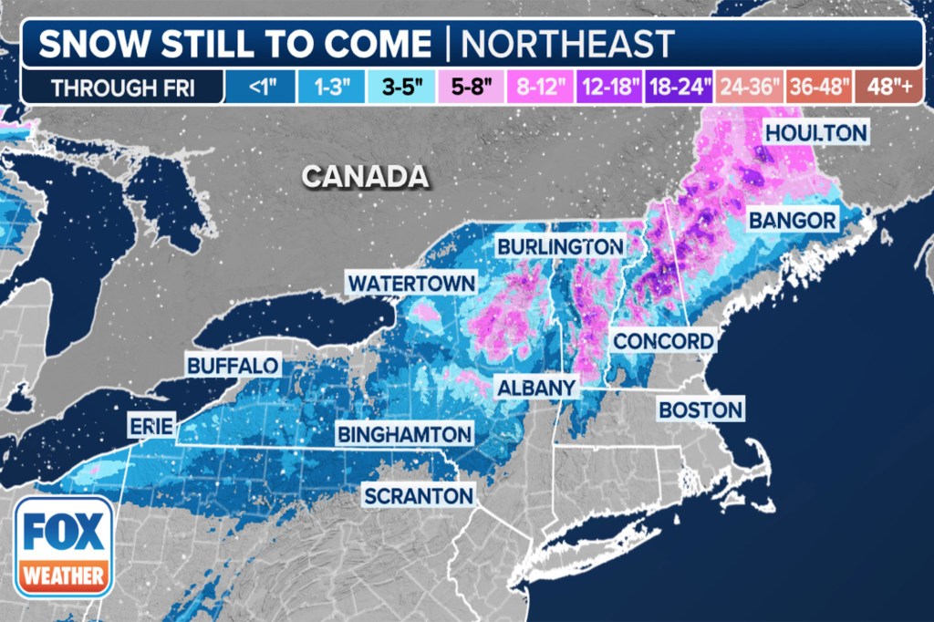 A map of the United States covered in snow and ice