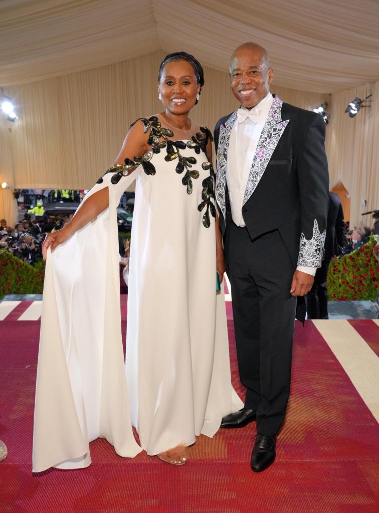 Tracey Collins and Mayor Eric Adams arrive at The 2022 Met Gala Celebrating "In America: An Anthology of Fashion" at The Metropolitan Museum of Art on May 02, 2022 in New York City.