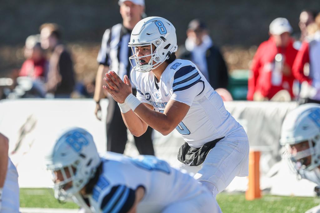 Caleb Sanchez plays quarterback for Columbia against Brown on Nov. 16, 2024.