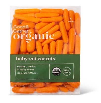 A bag of Grimmway Farms Organic Whole and Select Organic Baby Carrots subject to recall due to potential E. coli contamination