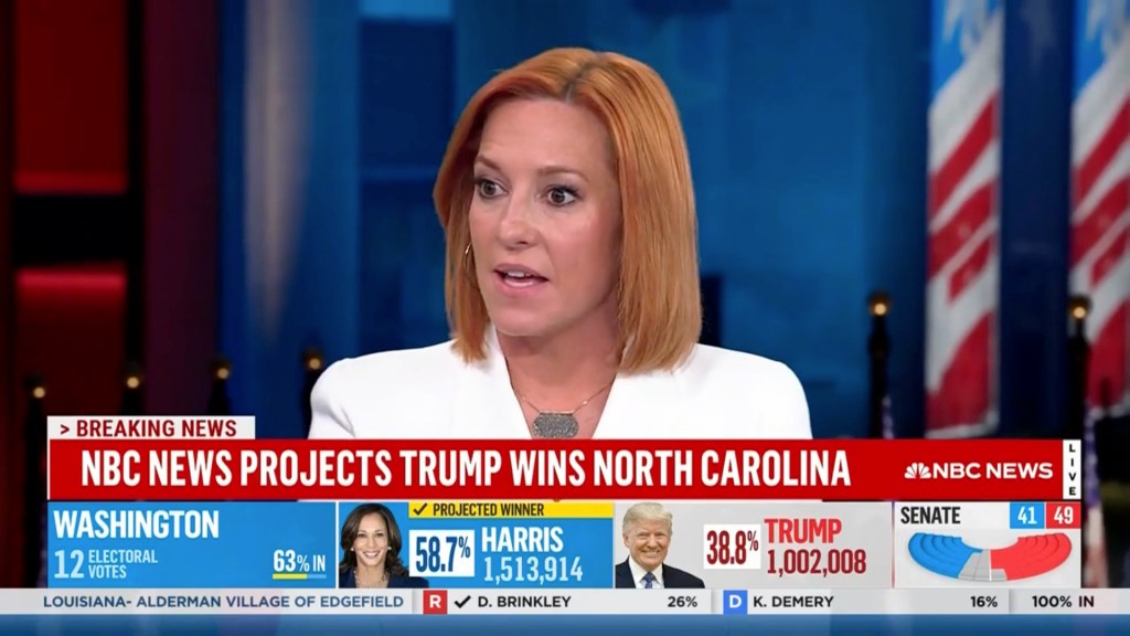 Jen Psaki on NBC News late Tuesday night on Nov. 5, 2024.