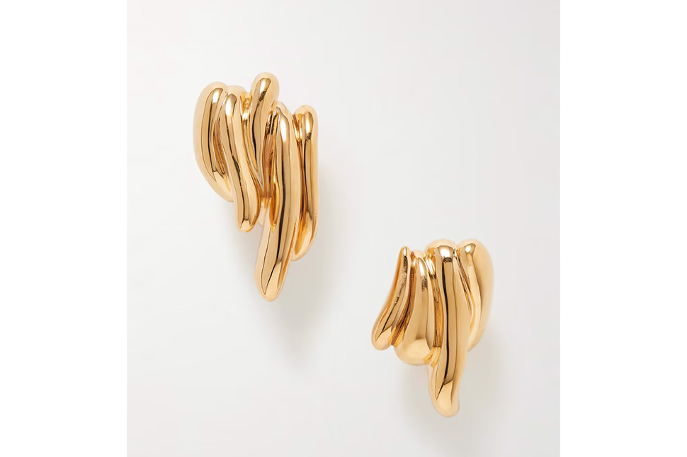 A pair of gold earrings