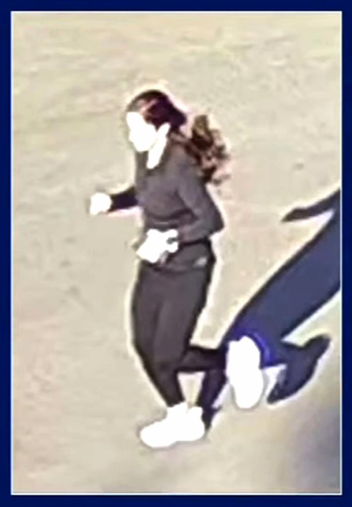 A photograph of Riley jogging shortly before her murder.