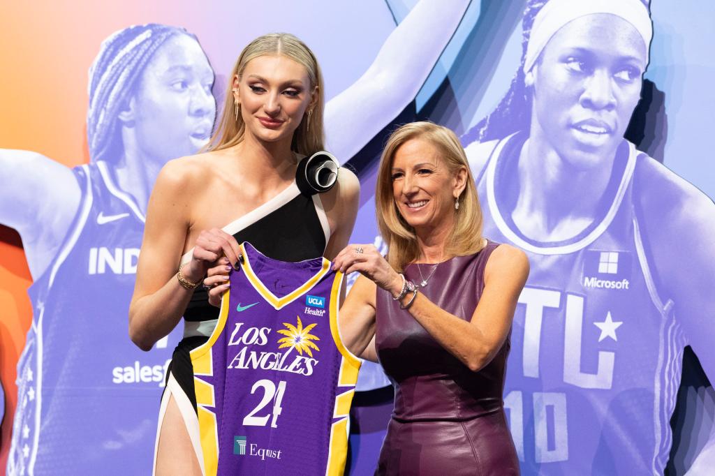 The Los Angeles Sparks select Cameron Brink as the second draft pick during the WNBA Draft at the Brooklyn Academy of Music, Monday, April 15, 2024, in Brooklyn, NY.  