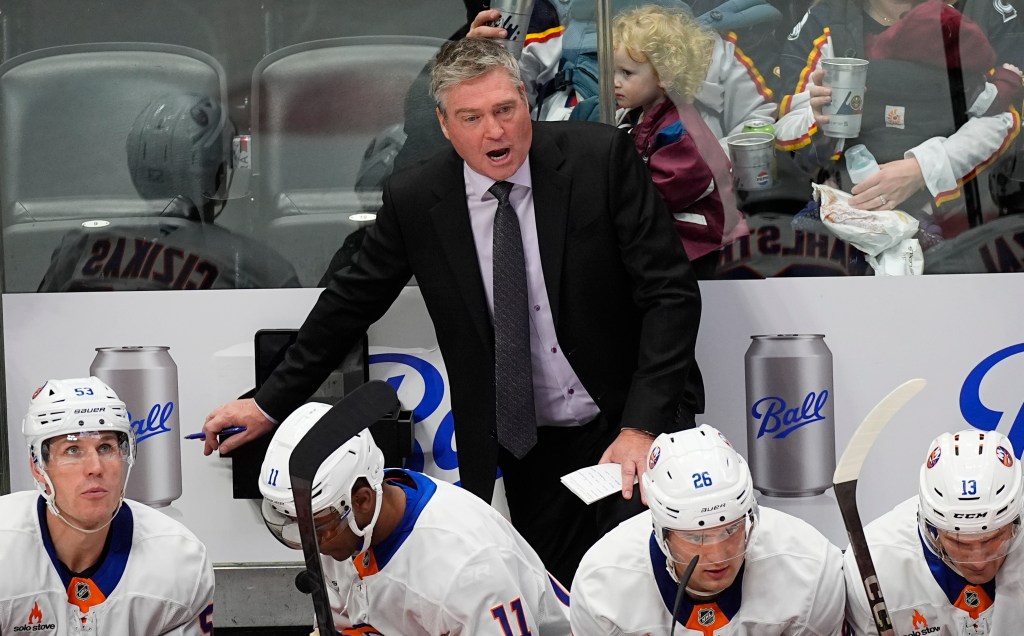 Patrick Roy, pictured earlier this season, said the Islanders "got robbed" during their loss to the Kraken on Nov. 16.