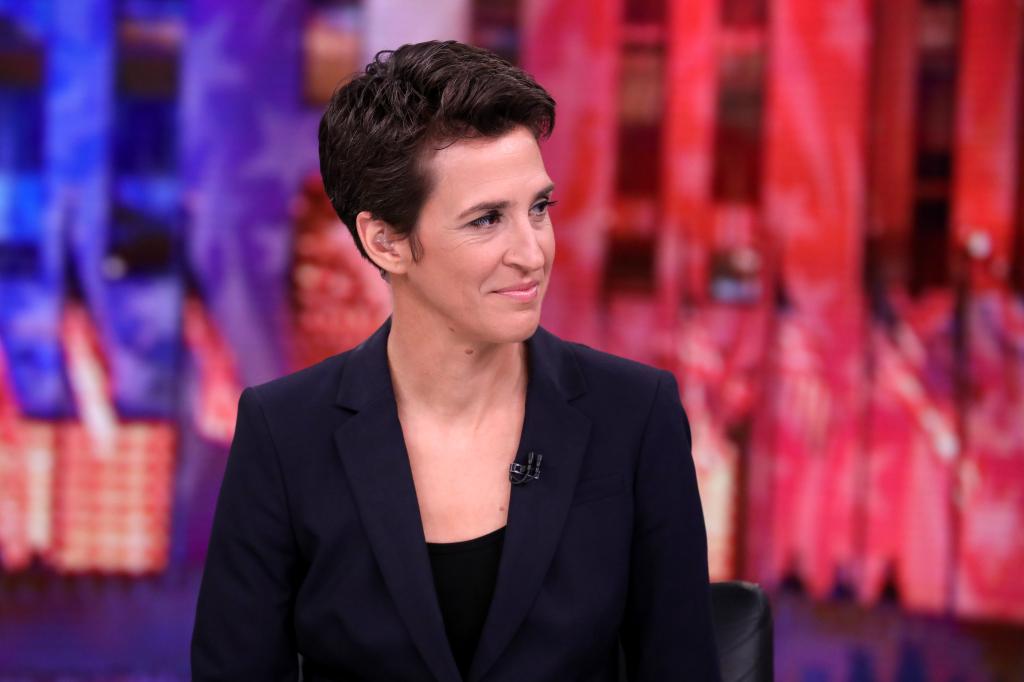 Rachel Maddow hosting MSNBC on election night in 2016.