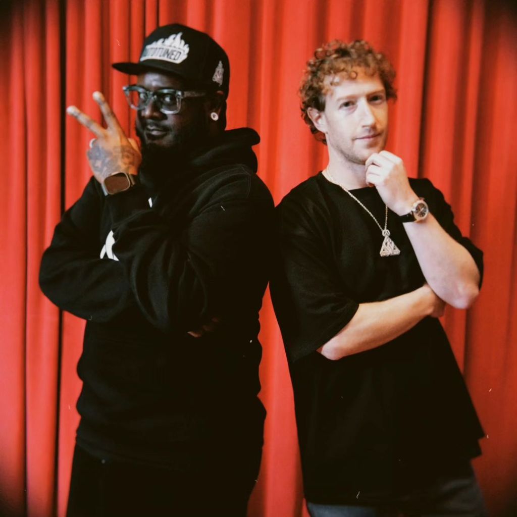 Billionaire Mark Zuckerberg poses with T-Pain