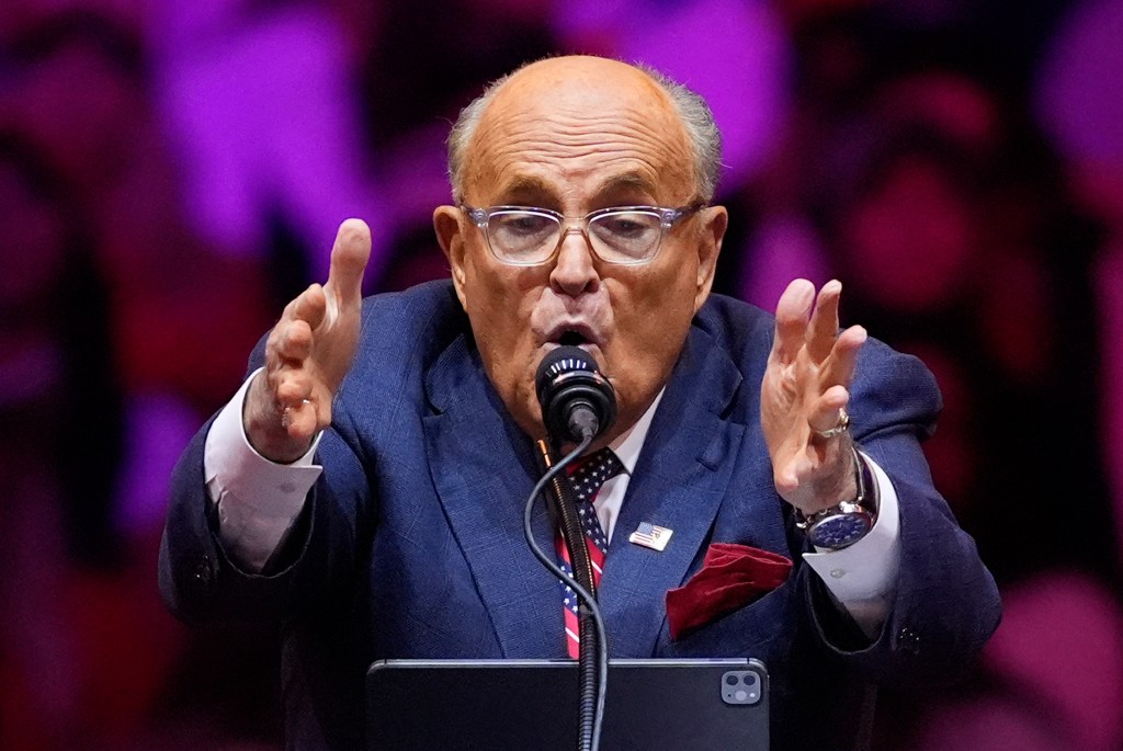 Rudy speaking at the Oct. 27 MSG Trump rally.