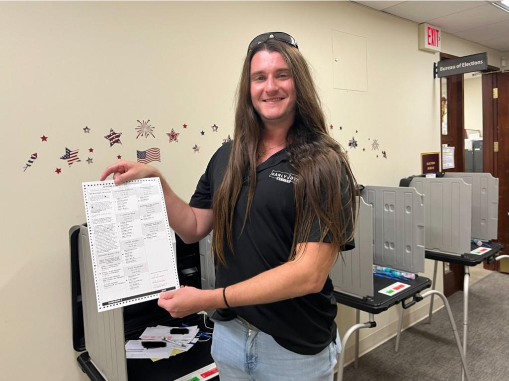 Scott Presler in a voting booth