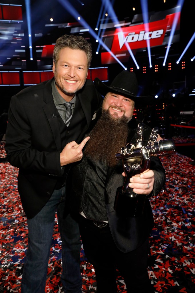 Blake Shelton and Sundance Head at the season 11 finale of "The Voice."