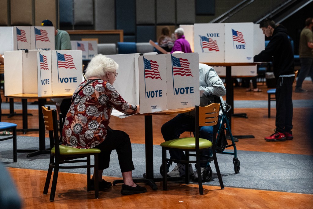 Voters casting their ballots at Life Stream Church in Ottawa County, Michigan on Election Day, November 5, 2024