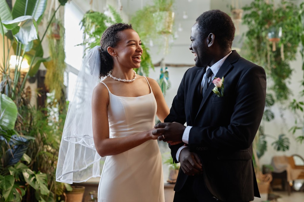  A happy couple on their wedding day.