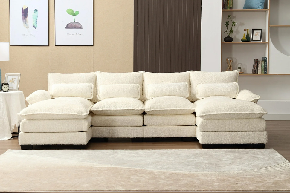 A white couch in a room