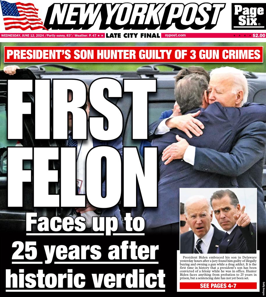 New York Post cover for Wednesday, June 12, 2024. 