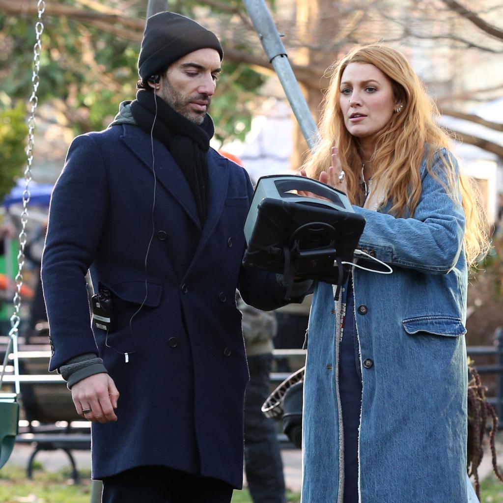 Blake Lively and director Justin Baldoni were caught in a tense conversation on set while filming 'It Ends With Us.,' Jan. 11, 2024.