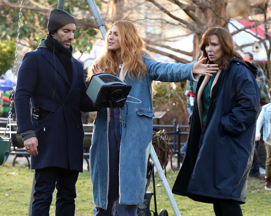 Blake Lively and Justin Baldoni on the set of "It Ends With Us."