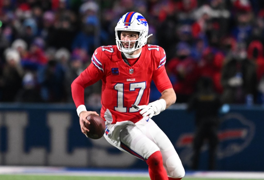 Josh Allen is pictured during the Bills' win against the Patriots on Dec. 22.