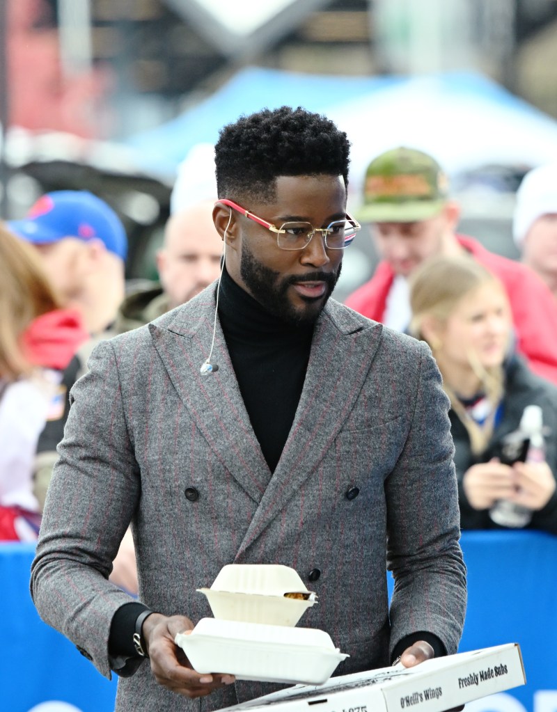 CBS NFL Studio analyst Nate Burleson on site before a game between the Buffalo Bills and the Kansas City Chiefs at Highmark Stadium.