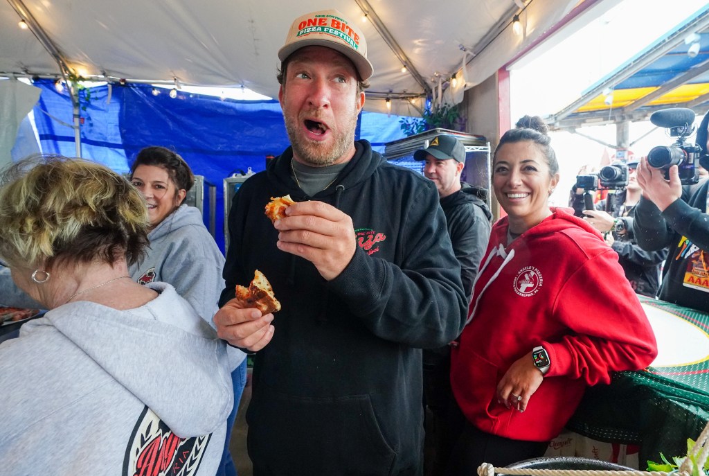 Dave Portnoy at a pizza tasting on Coney Island.