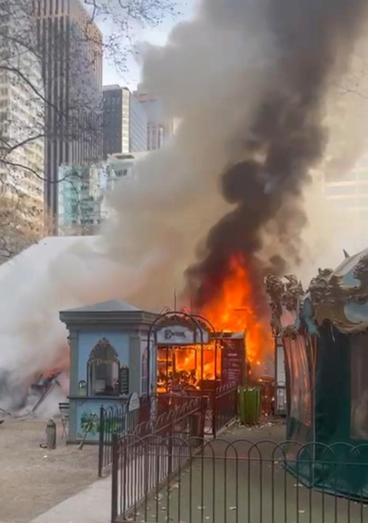 Bryant Park holiday market fire