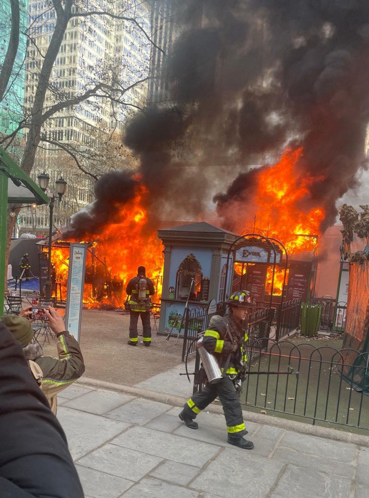 Bryant Park holiday market fire