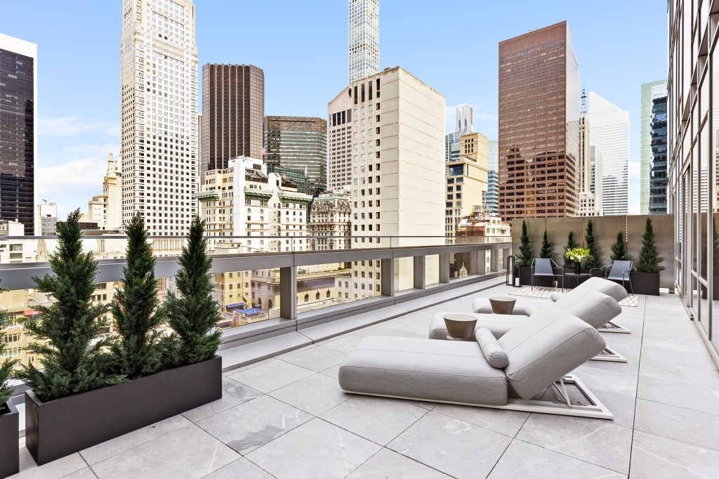 The 3100 square foot private terrace comes with stunning city views