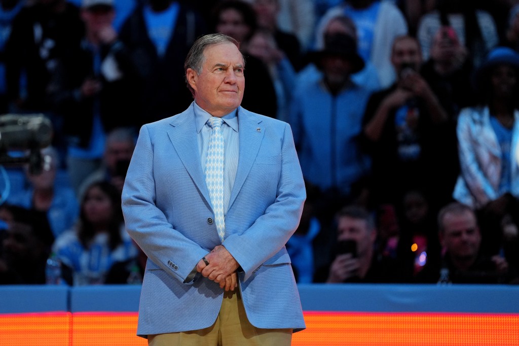 Bill Belichick made an appearance at North Carolina's basketball game against La Salle on Dec. 14, 2024.