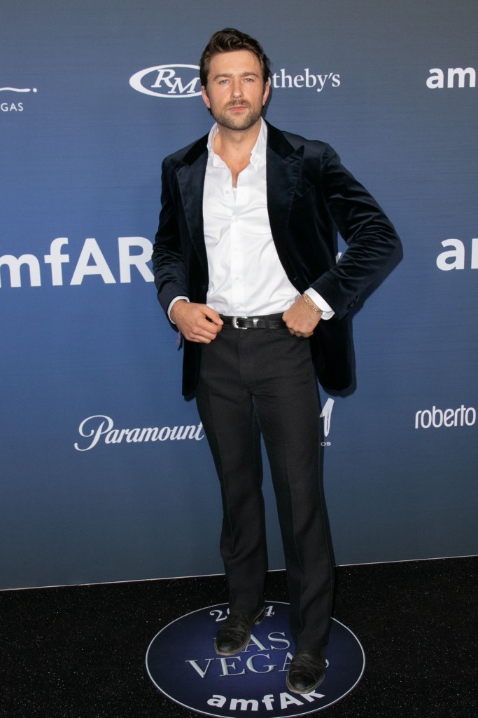 Brandon Sklenar at the amfAR Las Vegas Gala presented by Paramount at the Wynn Resort on November 22, 2024 in Las Vegas, Nevada.  