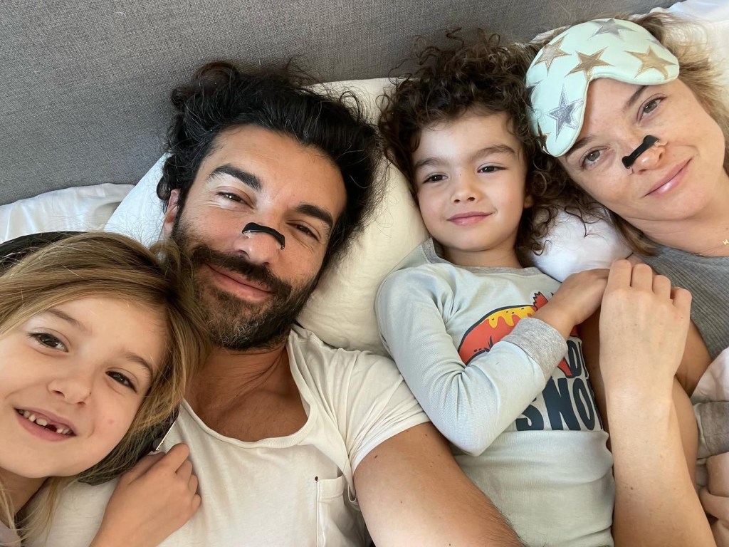 Justin Baldoni with wife Emily and children