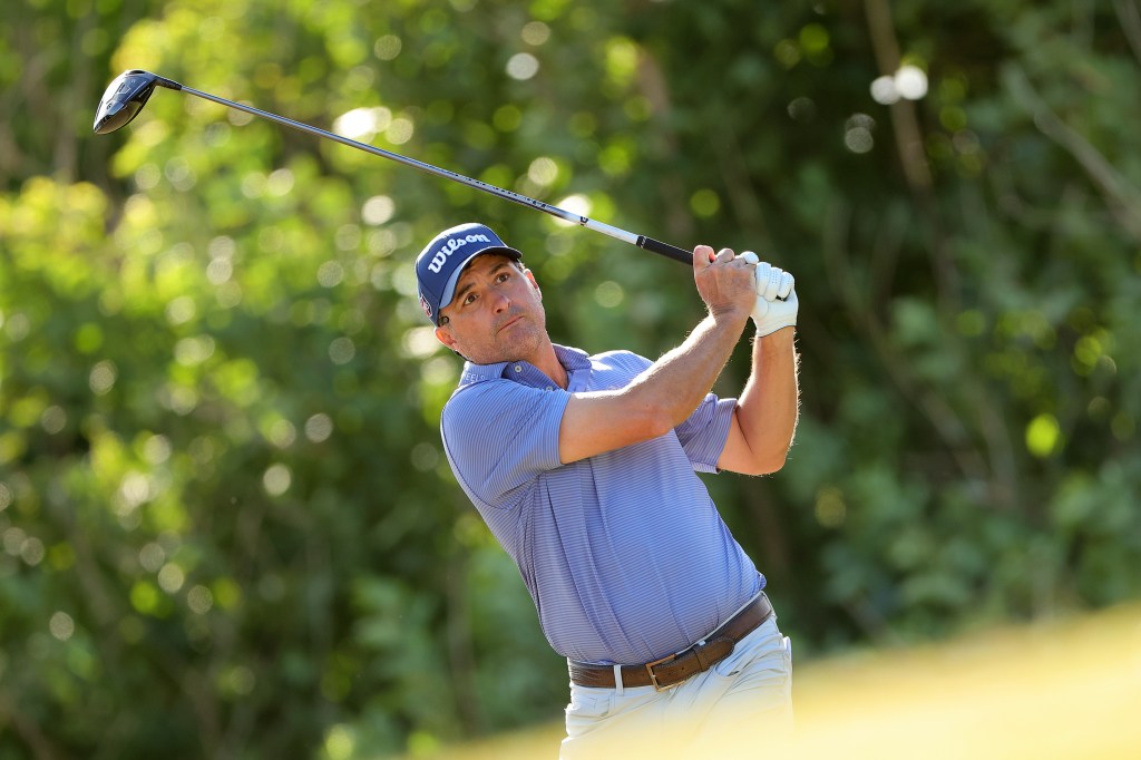 Kevin Kisner of the United States plays his shot from the fourth tee during the final round of the Butterfield Bermuda Championship 2024 at Port Royal Golf Course on November 17, 2024 in Southampton, Bermuda. (Photo by Alex Slitz/Getty Images) Butterfield Bermuda Championship 2024 - Final Round