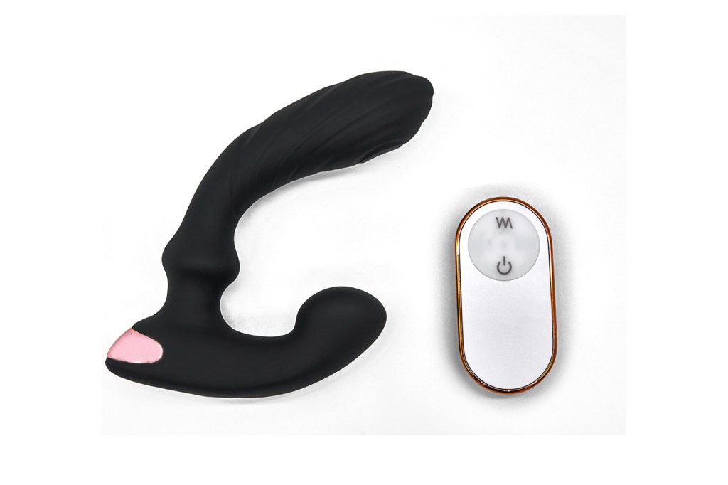 A toy massager set next to its remote control