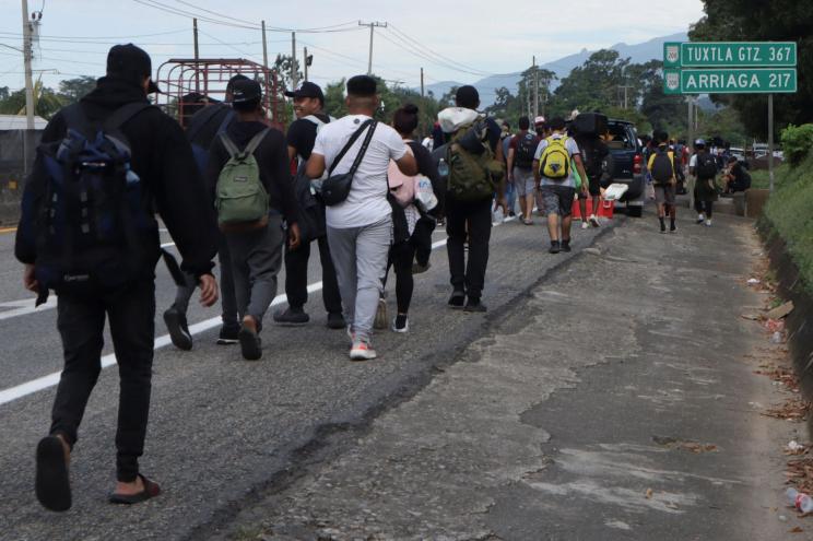 A migrant caravan heading towards the US border in Tapachula, Mexico on Dec. 2, 2024.