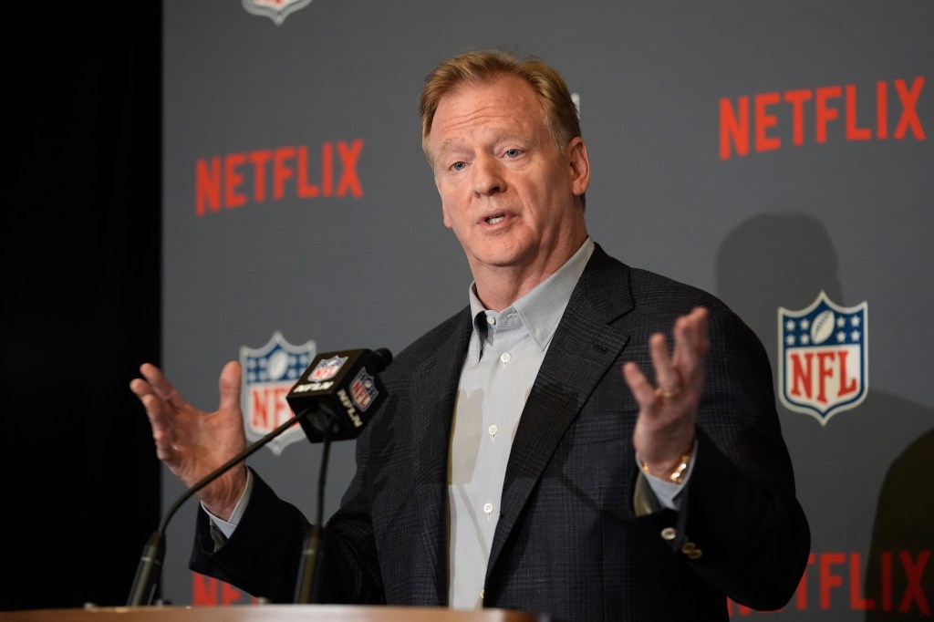 NFL Commissioner Roger Goodell speaks to the media at the NFL football owners meeting Wednesday, Dec. 11, 2024