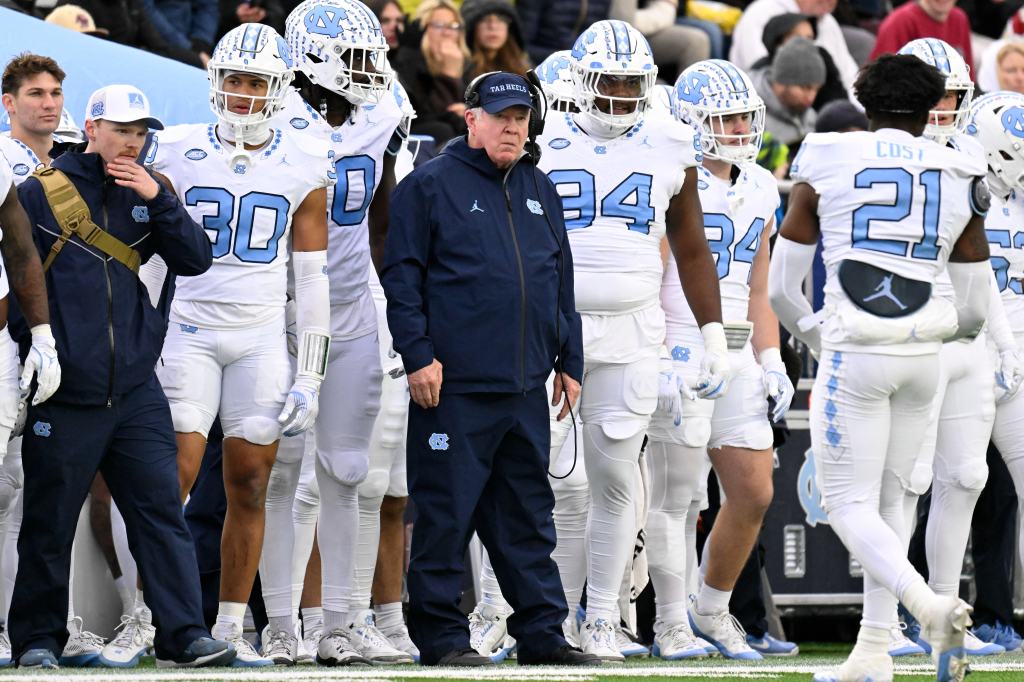 Brown watches his Tar Heels from the sideline during the second half of a game against the Boston College Eagles in November.