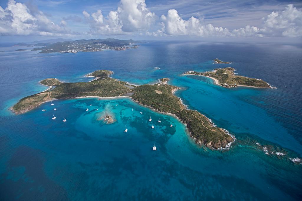 Aerial view of Little Saint James Island, a private island in the US Virgin Islands, formerly owned by Jeffrey Epstein