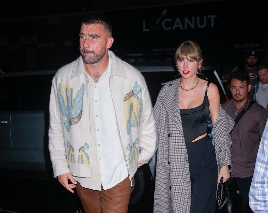 Travis Kelce, here with Taylor Swift in October 2023, attended several Eras Tour shows.