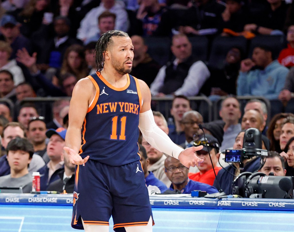 Jalen Brunson reacts during the Knicks-Magic game on Jan. 6, 2025. 