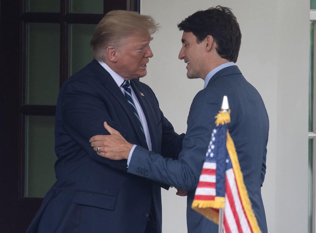 Then-president Trump with Prime Minister Justin Trudeau, who announced his resignation from office on Monday.