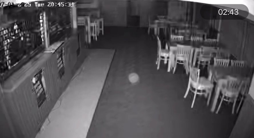 Orb-like figure caught on camera floating around the bar at Clevedon Cricket Club on January 7, 2025