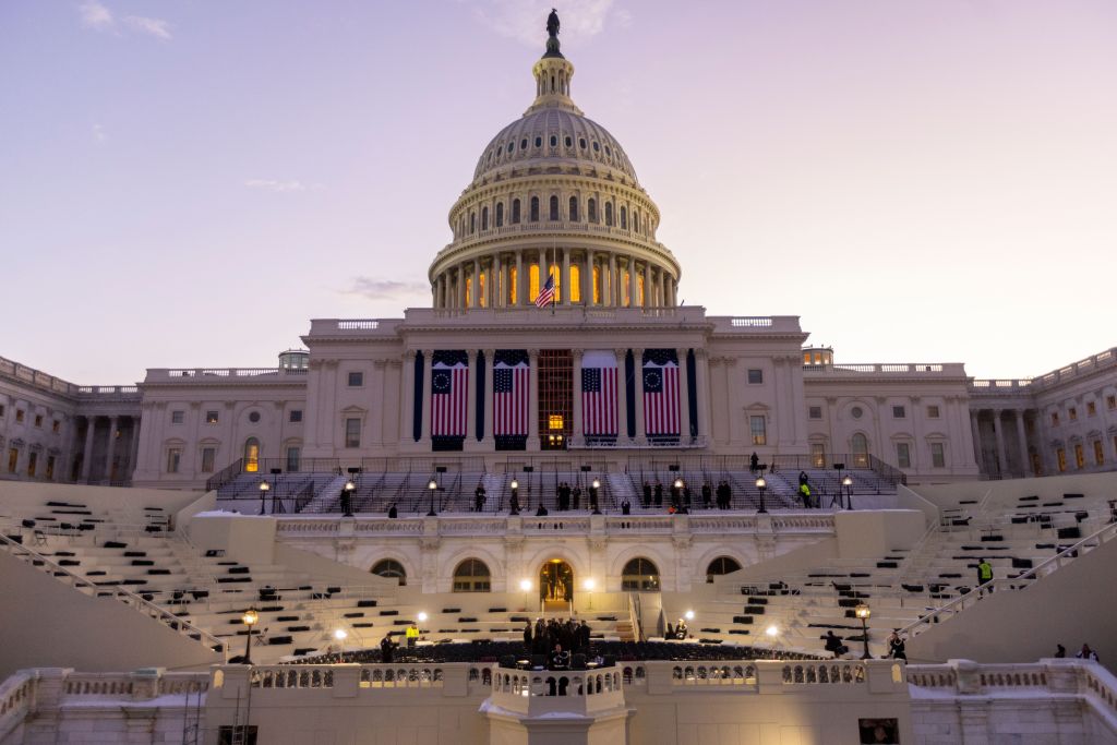 The sun rises during the rehearsal of the 2025 Presidential Inauguration at the US Capitol in Washington, DC, USA, 12 January 2025. 