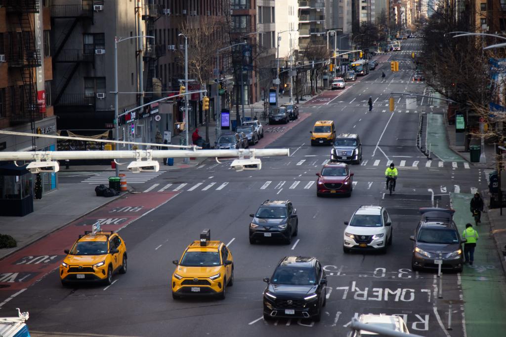 Congestion pricing scanners and E-Zpass readers over 2nd Avenue during the first day of congestion pricing on Sunday, January 5, 2025.