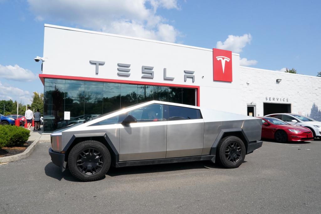 A photo of a Tesla dealership.