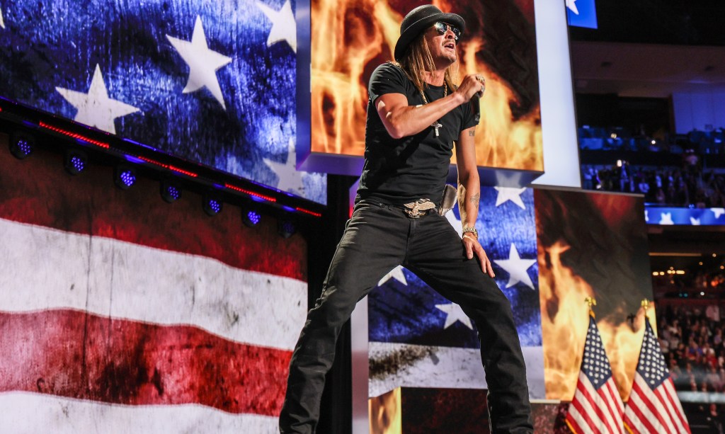 Kid Rock performs on the the final day of the 2024 Republican National Convention.