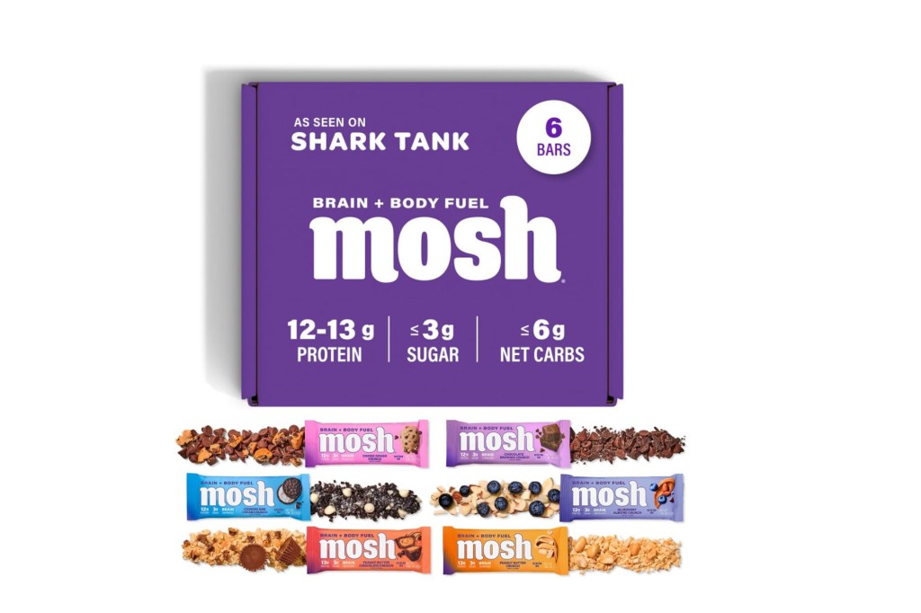 A purple box of Mosh bars